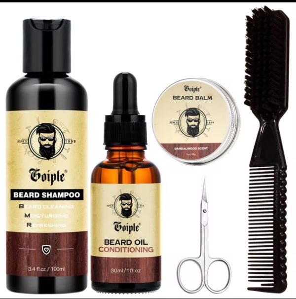 GOIPLE Beard Growth Care Kit Moustache Shampoo Conditioning Oil Deep Clean Wash